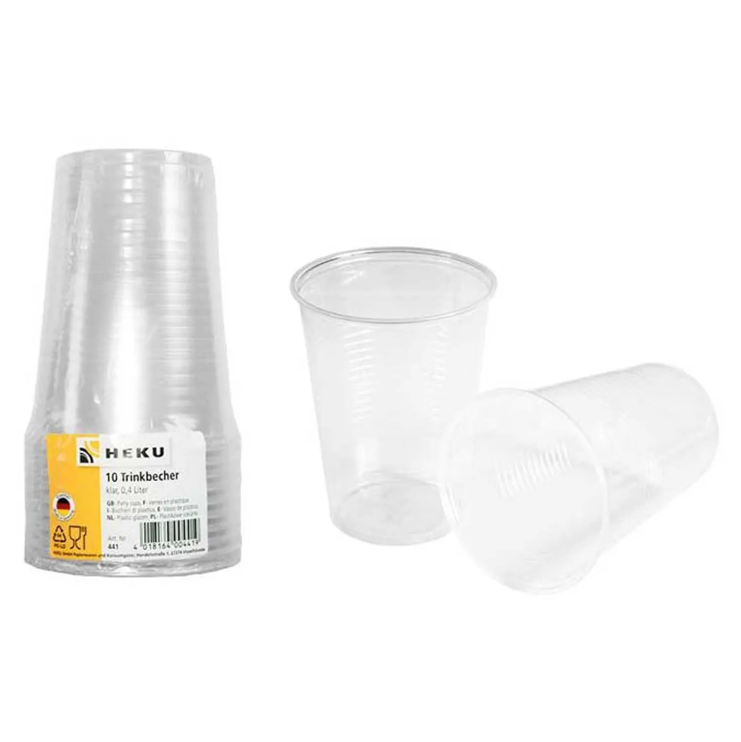 Trinkbecher Plastik klar, 0,4 l, 10 Stück