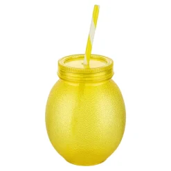 Trinkbecher Zitrone mit Strohhalm