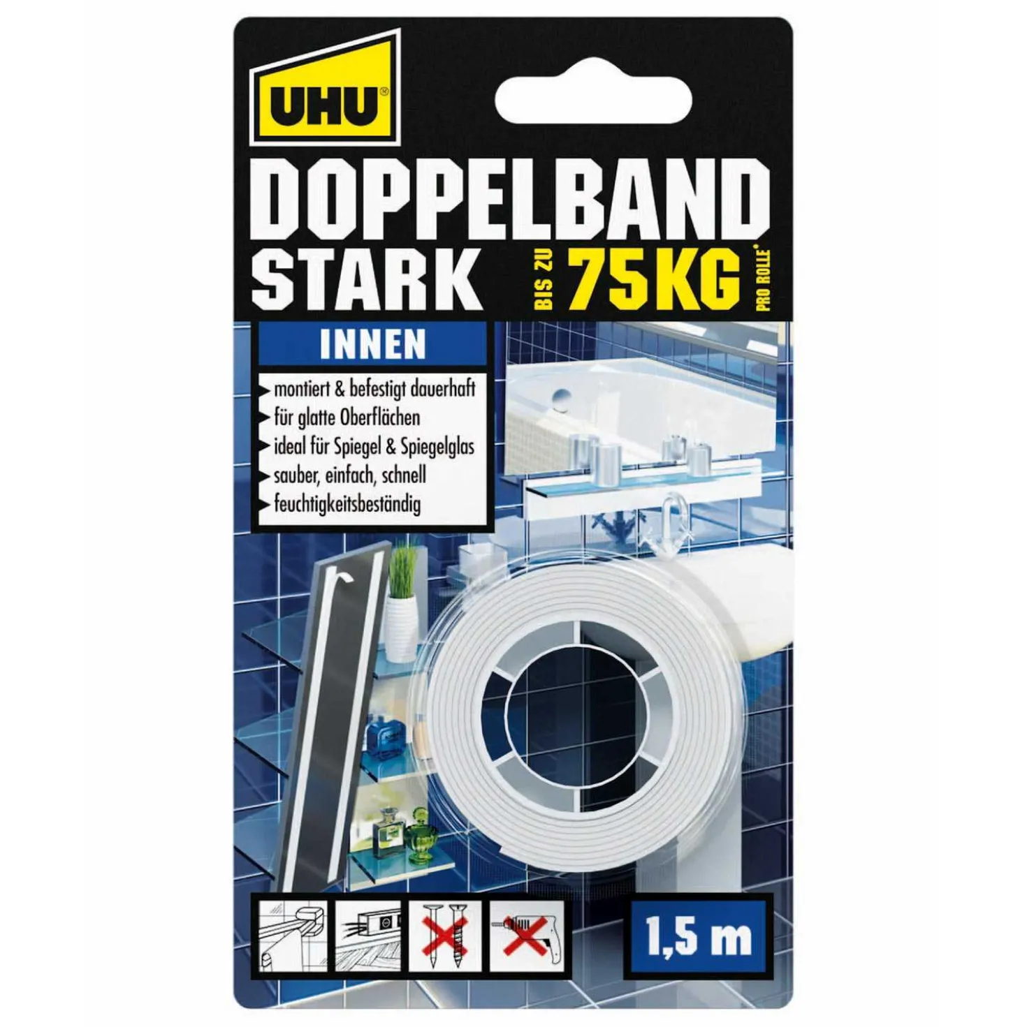 UHU Doppelband stark, 1,5 m x 19 mm