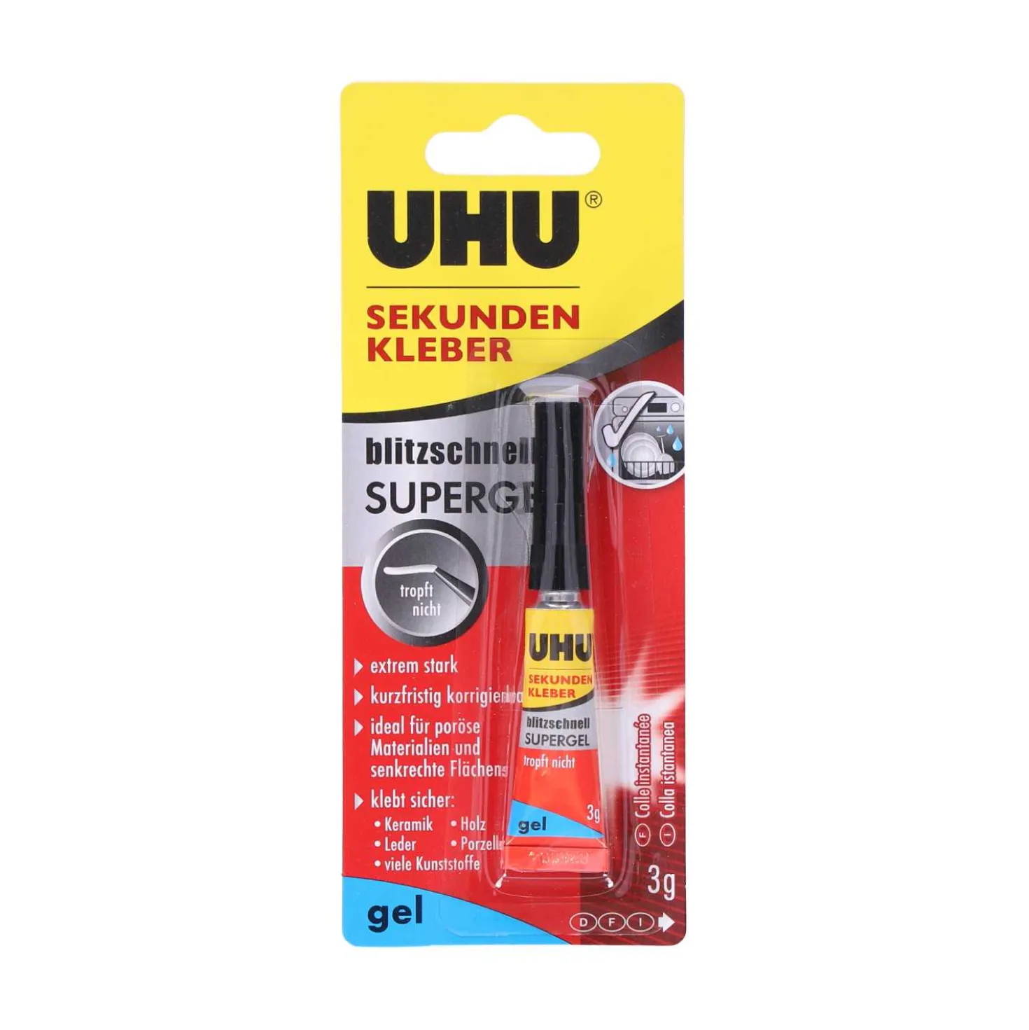 UHU Sekundenkleber Gel blitzschnell, 3 g