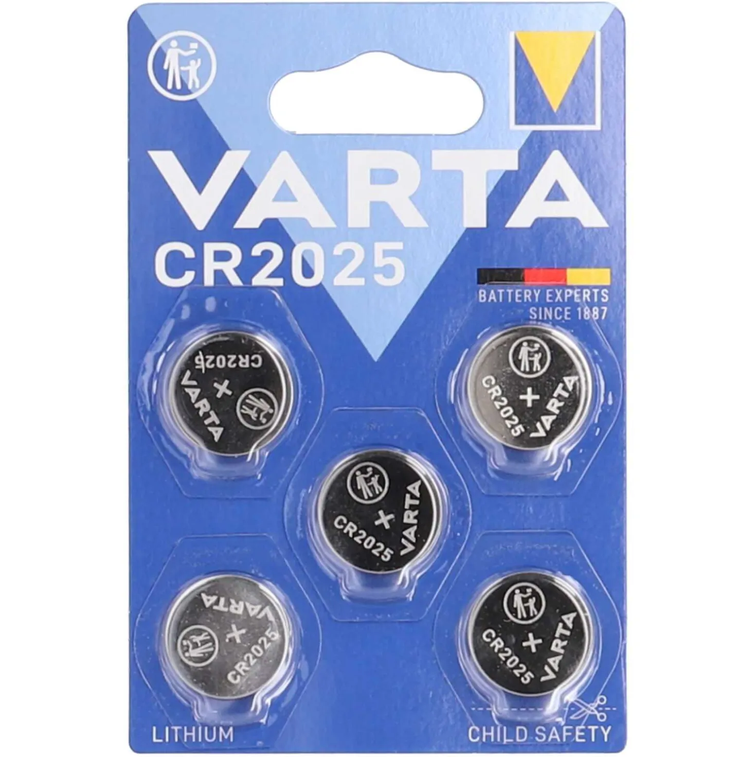Varta Knopfzelle Batterie CR2025, 5 Stück