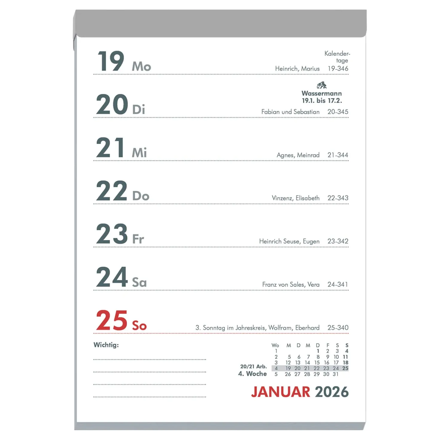 Wochenabreißkalender