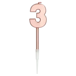 Zahlenkerze 3 rosé metallic