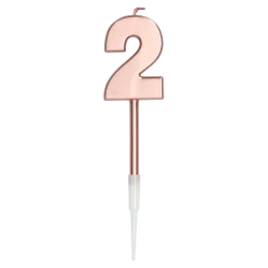 Zahlenkerze 2 rosé metallic